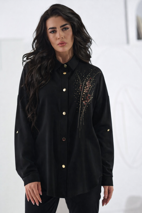 Koszula UNI haft perełki - czarna